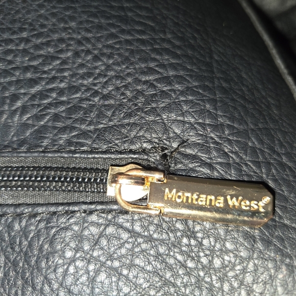Black Leather Shoulder Bag with Gold Accents from Montana West - Picture 12 of 14